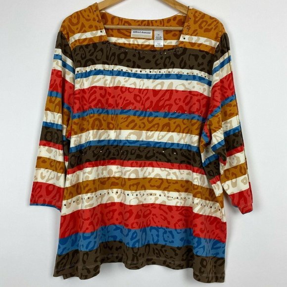 Alfred Dunner Tops - Alfred Dunner 2X Multi Top Shirt Stretch Knit